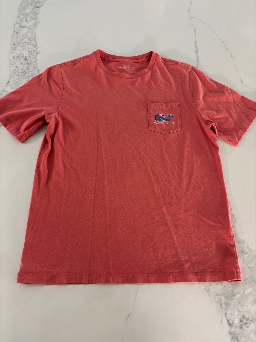 Vineyard Vines Short Sleeve Pocket Tee in Coral Boys Medium
